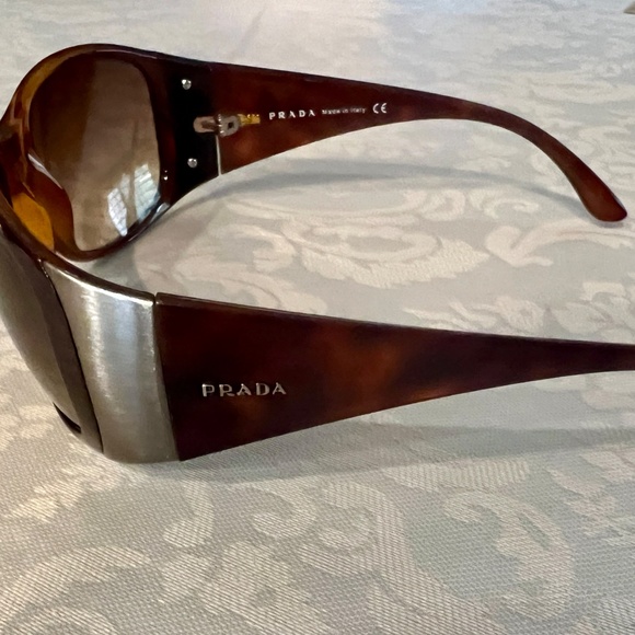 Prada Authentic Sunglasses Brown Wraps  Unisex   SPR 07G - Picture 4 of 9